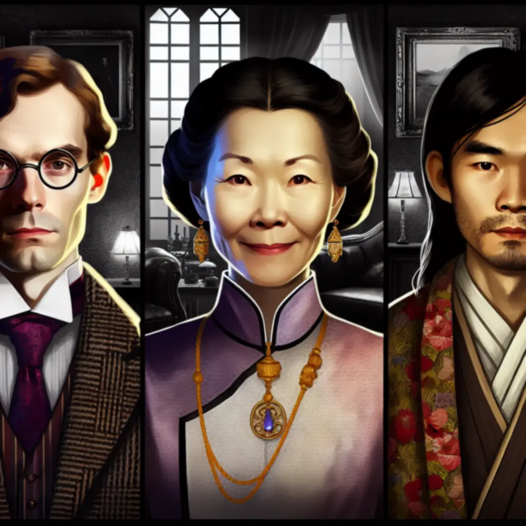 Główni bohaterowie gry Escape Game: 1888: detektyw, tajemniczy zleceniodawca i mieszkańcy miasta